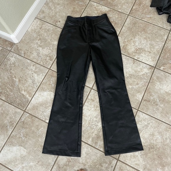 SPANX Faux Leather Flare Pants Black High Waist Slimming Women's Size Small - Picture 2 of 7
